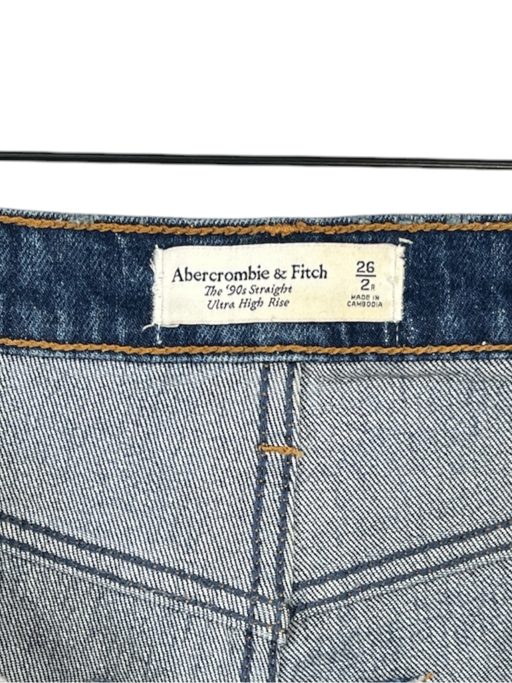 Abercrombie & Fitch Ultra High Rise 90s Straight Jean size 26 in Dark Wash - Picture 5 of 7